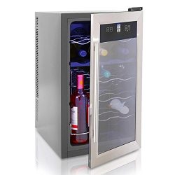 Nutrichef 18 Bottle Wine Cooler – w/Adjustable Temp Setting, LED Lights & LCD Digital  ...