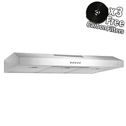 AKDY 36″ Under Cabinet White Stainless Steel Push Panel Kitchen Range Hood Cooking Fan w/C ...