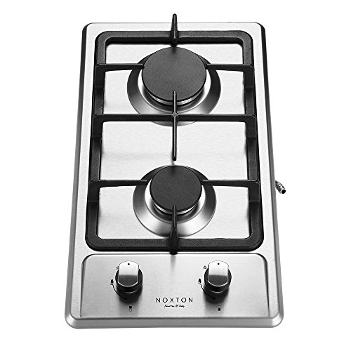 Two Burner Stainless Steel Gas Cooktop noxton 12 inch built in 2 burner gas cooktop stove in stainless steel 16207btu