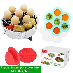 ZOEES Popular Instant pot accessories Set 6 in 1 – Steamer Basket Rack & Egg Bites Mol ...