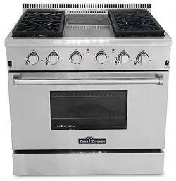 Thor Kitchen HRG3609U 36″ Freestanding Gas Range Convection Oven in Stainless Steel