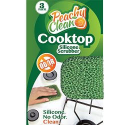 Antimicrobial Cooktop Cleaner Silicone Scrubber by Peachy Clean (Qty 3)