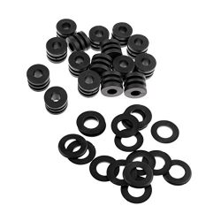 Dovewill 16 pcs Foosball Machine Washers Table Football Buffer + 16 pcs Rod Bumpers 1/2 Black