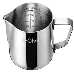 X-Chef Frothing Pitcher Stainless Steel Milk Pitcher 12 oz (350 ml)