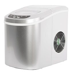 SMETA Portable Counter Top Ice Maker Machine,Produces 26 lb/day Two Ice Cube Sizes,Silver