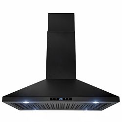 AKDY 30″ Island Mount Black Stainless Steel Touch Panel Kitchen Range Hood Cooking Fan