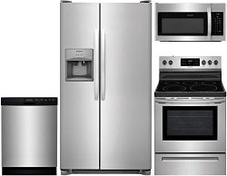 Frigidaire 4-Piece Stainless Steel Kitchen Package with FFSS2615TS 36″ Side-by-Side Refrig ...