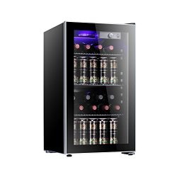 Antarctic Star 26 Bottle Freestanding Wine Cooler with Compressor,Red And White Wine Cellar with ...