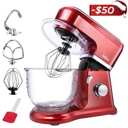 【Upgraded】Betitay Electric Stand Mixer wth 4.0-Quart Glass Bowl, 6 Speeds Adjusted + Pulse Fun ...