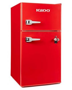 Igloo IRF32DDRSRD Classic Compact Double Door Refrigerator Freezer 3.2 Cu.Ft. Red