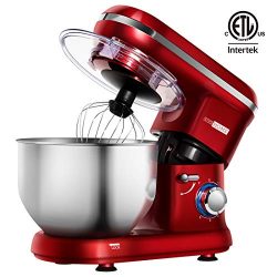 VIVOHOME Electric 650W 6-Speed Tilt-Head Stand Mixer with 6 Quart Stainless Bowl Red ETL Listed