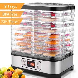 Electric Food Dehydrator Machine Flagup 8 Trays 400W Digital Food Dryer with Timer, Temperature  ...