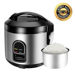 Electric Rice Cooker Food Steamer 5 Cup Mini Rice Maker with One Touch Control and Automatic Kee ...