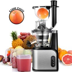 Slow Masticating Juicer Extractor, CUSIBOX 83mm (3.27inch) Wide Chute Cold Press Juicer with Qui ...