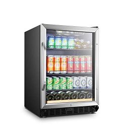 LANBO Beverage Cooler Refrigerator, 110 Cans 6 Bottles Built-in Compressor Drink Fridge with Dou ...