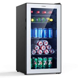 Colzer Beverage Refrigerator and Cooler – 2.9 Cu. Ft. Drink Fridge with Glass Door for Sod ...