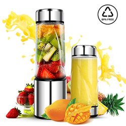 Portable Smoothie Blender, DmofwHi USB Rechargeable Personal Blender for On-The-Go/Travel, Drive ...