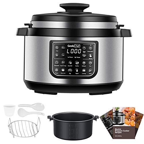 Geek Chef 8 Qt Electric Pressure Cooker with non stick oval inner pot