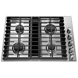 KitchenAid KCGD500GSS 30″ 4 Burner Stainless Steel Gas Downdraft Cooktop