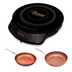 Nuwave Gold Induction Cooktop w/ 9-inch Hard Anodized Fry Pan & 11.5-inch Ceramic Fry Pan (3 ...