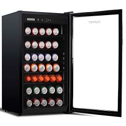 KUPPET 150-Can Beverage Cooler and Refrigerator 4.5 Cu.Ft, Office or Bar with Glass Door and Adj ...