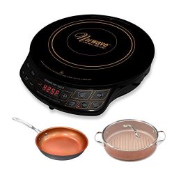 Nuwave Gold Induction Cooktop w/ 9-inch Hard Anodized Fry Pan Bundled with 3 Qt. Grill Pan with  ...