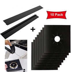 8 Packs Stovetop Burner Covers + 2 Pcs Silicone Kitchen Stove Counter Gap Cover, Gas Range Prote ...