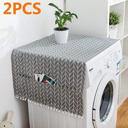 MF2FLAY 2PCS Fridge Dust Proof Cover Multi-Purpose Washing Machine Top Cover with 6 Refrigerator ...