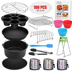 Air Fryer Accessories, 16 Pcs with Recipe Cookbook And Magnetic Cheat Sheet for Gowise Ninja Cos ...