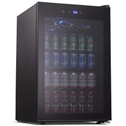 Joy Pebble Beverage Cooler and Refrigerator, 126 Can Mini Fridge with Glass Door for Soda Beer o ...