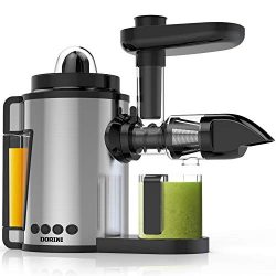 DORINI 2in1 Masticating Juicer & Citrus Juicer | Slow Juicer | Cold Press Juicer with Brush  ...