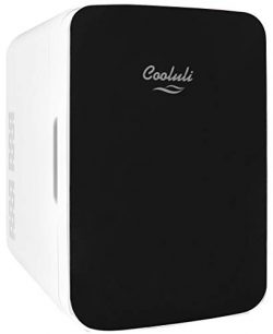 Cooluli Infinity Black 10 Liter Compact Portable Cooler Warmer Mini Fridge for Bedroom, Office,  ...