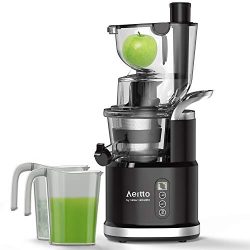 Cold Press Slow Juicer, Aeitto Portable Big Wide 81mm Chute LED Display Masticating Juicer for N ...