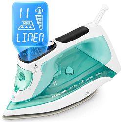 NATURALIFE Steam Iron with LCD Display, 11 Preset Temperature and Steam Settings for Variable Cl ...