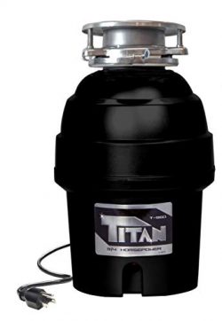 Titan 10-US-TN-T-960-3B Garbage Disposal, 3/4 HP – Deluxe, Black with Chrome Sink Flange