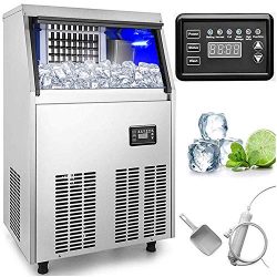 VEVOR Commercial Ice Maker 100LBs in 24Hrs with 33lbs Storage Capacity 36Cubes Per Plate Stainle ...