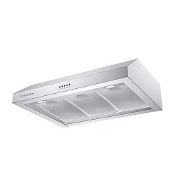 30 inch Under Cabinet Range Hood, CIARRA 450 CFM Stainless Steel Kitchen Stove Hood with 3 Speed ...