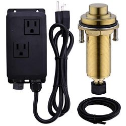 SINKINGDOM SinkTop Air Switch Kit with Brass Gold Long Button (Full Brass) for Garbage Disposal