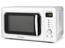 Nostalgia CLMO7WH Classic Retro 0.7 Cu. Ft. 700-Watt Countertop Microwave Oven With LED Display, ...